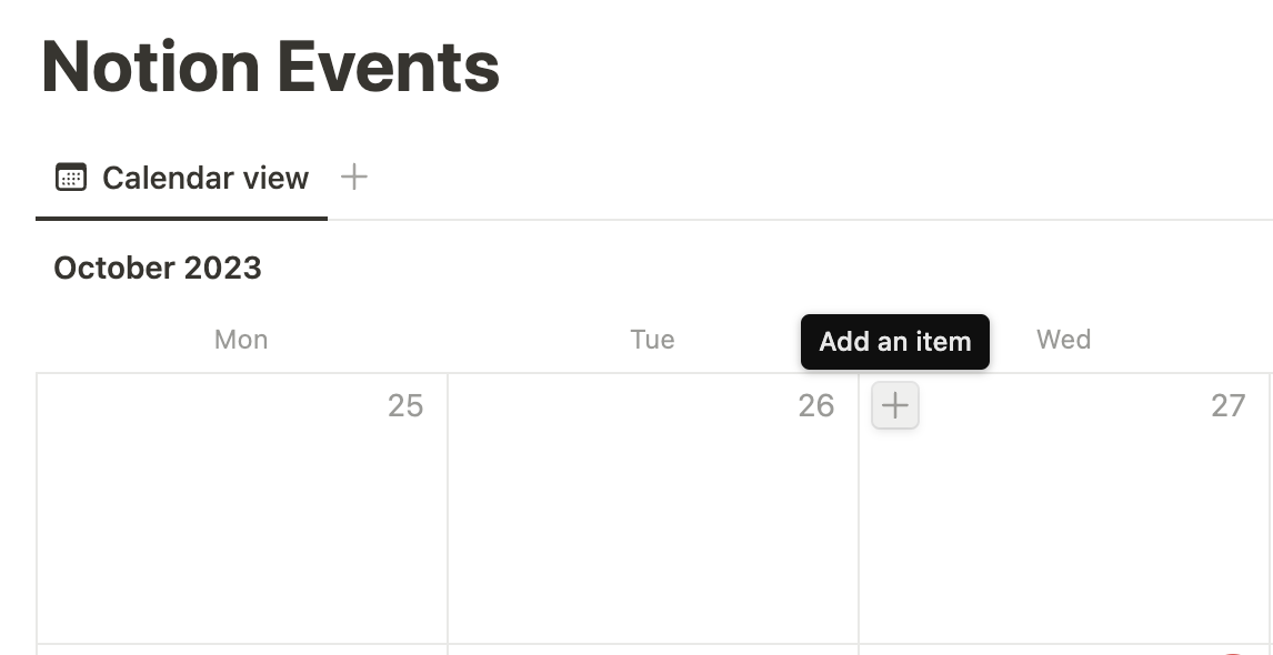 Add an event in Notion's Calendar